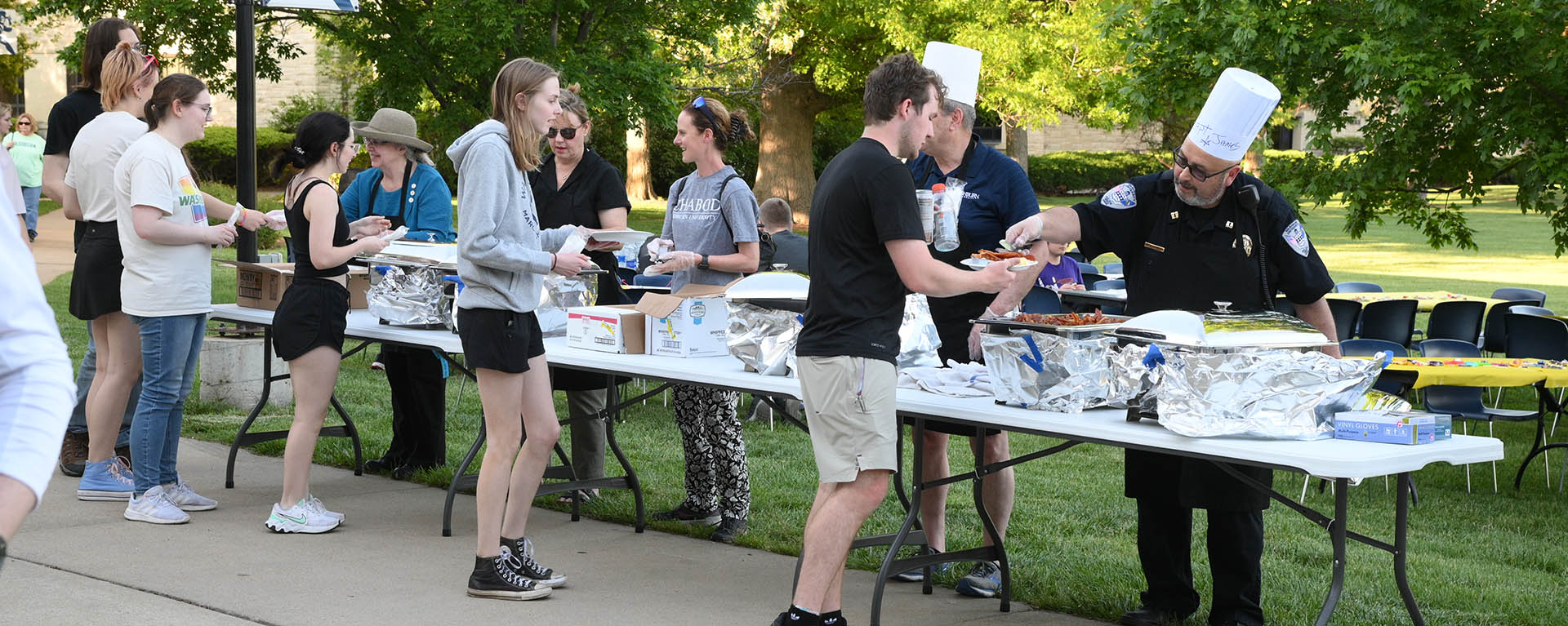 Students are served breakfast at the Late Night Breakfast event.