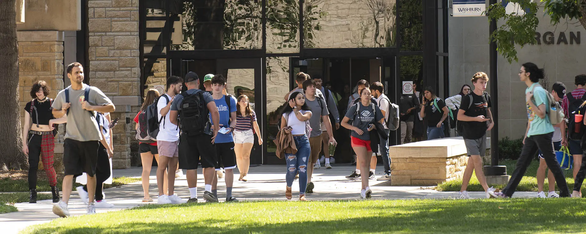 students walking on campus